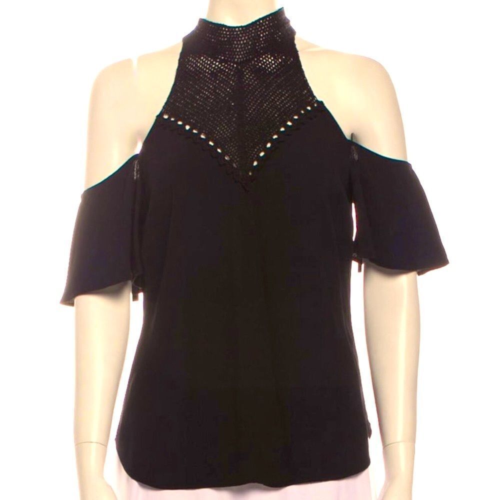 A.L.C. Mock Neck Short Sleeve Blouse